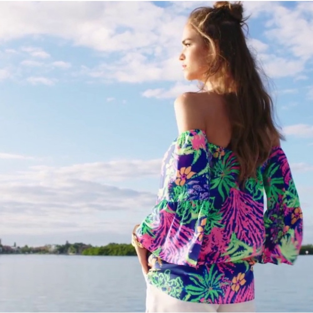 Lilly Pulitzer Sanilla Off the Shoulder Silk Top